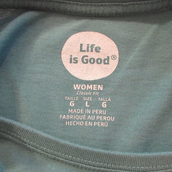 Life Is Good Classic Fit L/S Green "Let It Snow" Tee Large - Picture 2 of 13